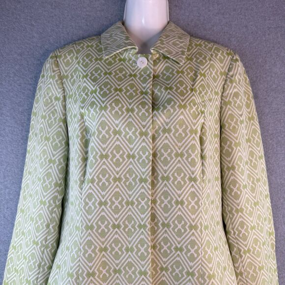 Vintage 'Enough About Me' Long Button Up Mint Green Art Deco 70s Coat Sz 6 Retro - Picture 5 of 11